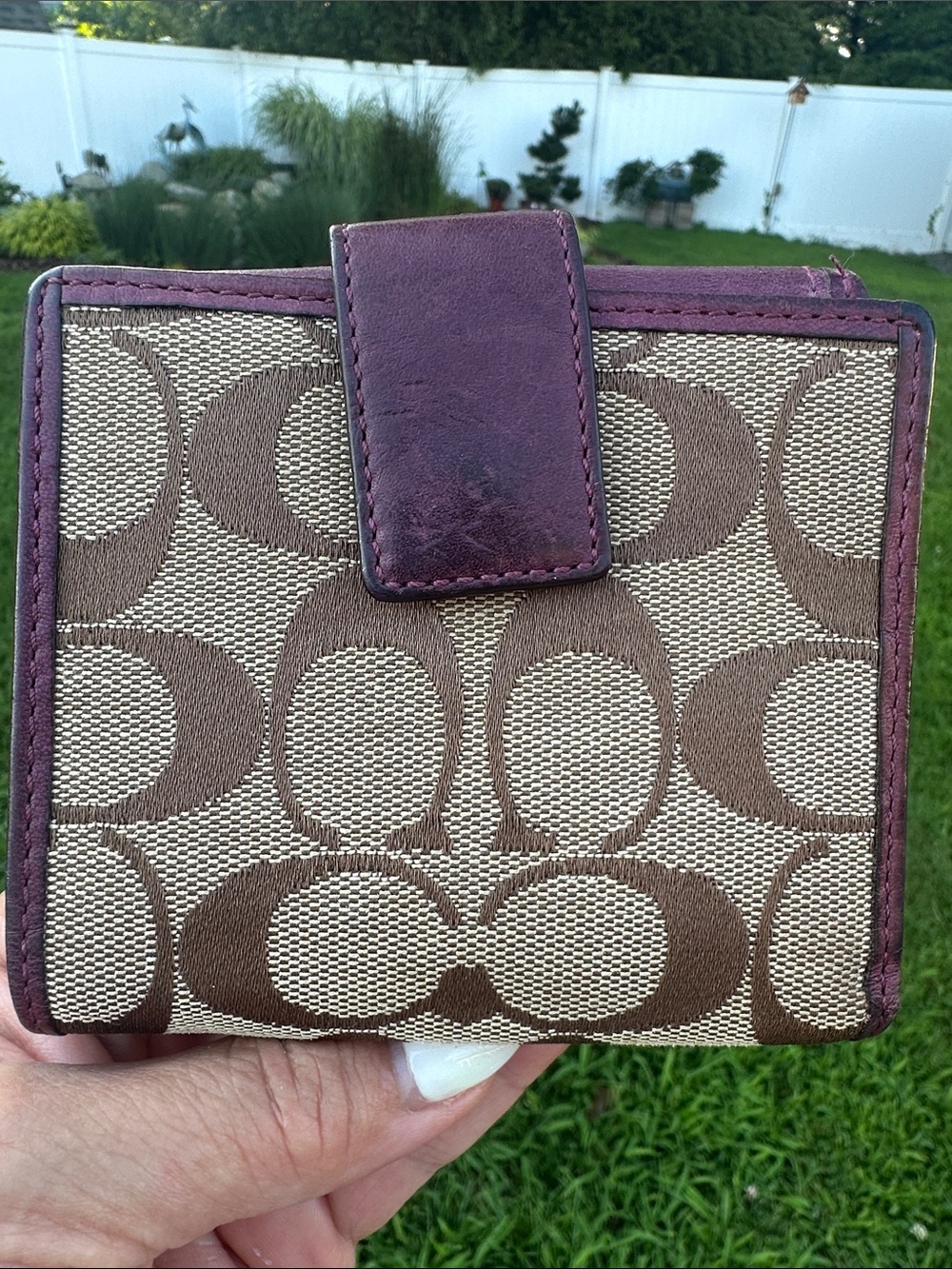 Coach Bleecker Tattersall Signature Compact Wallet - Picture 5 of 9